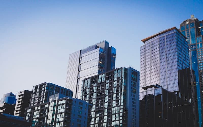 Elementary school building exterior with solar panels on roof